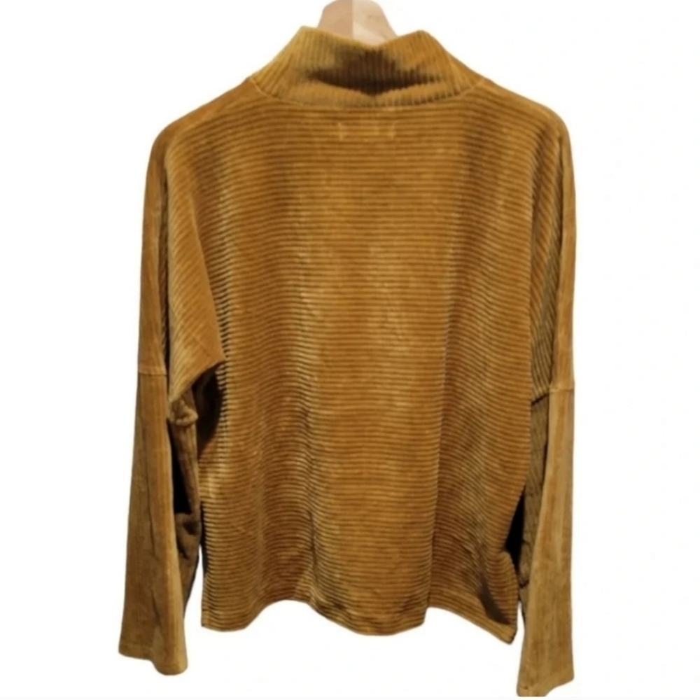 Madewell Texture & Thread Velour Corduroy Mockneck Top in mustard Color Medium - Picture 7 of 10
